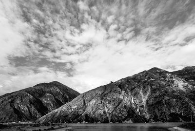 Low angle view of mountains against sky