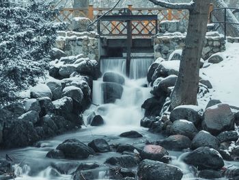 Water flowing through rocks