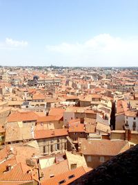 High angle view of townscape against sky