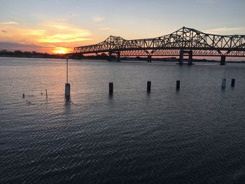 Bridge over river during sunset