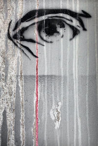 Close-up of eye painting on wall