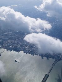 Aerial view of sea against sky