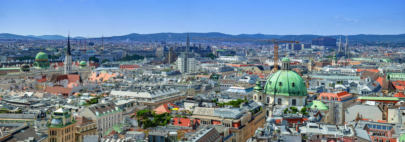 High angle view of buildings in city