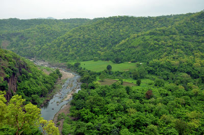 High angle view of landscape against sky