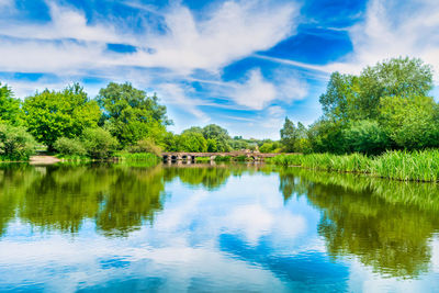 Scenic view of lake against sky