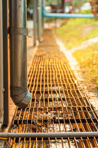 High angle view of barbecue grill