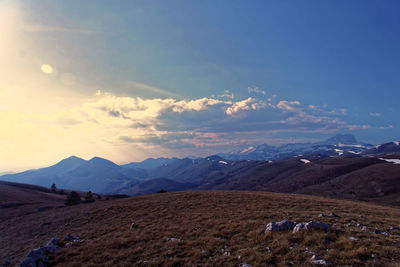 Scenic view of mountains against sky