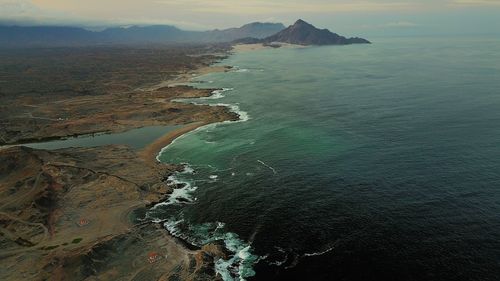 High angle view of beach against sky