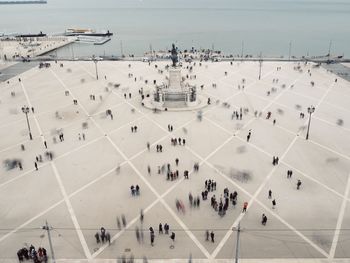 High angle view of the main square in lisbon