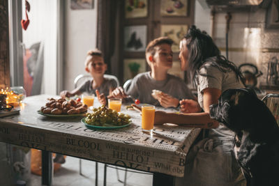 People sitting on table