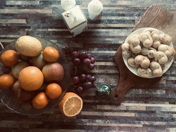 High angle view of fruits on table