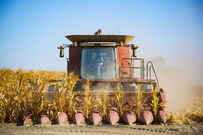 Agricultural equipment on field