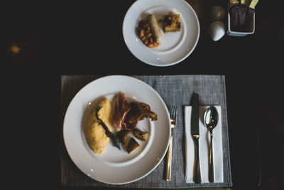 Directly above shot of breakfast on table