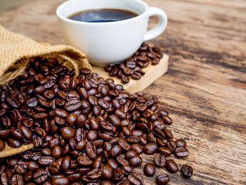 Close-up of coffee cup on table