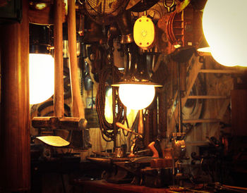 Interior of illuminated factory