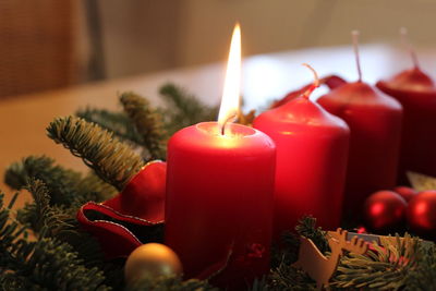 Close-up of burning candle