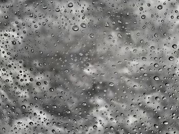 Full frame shot of raindrops on window