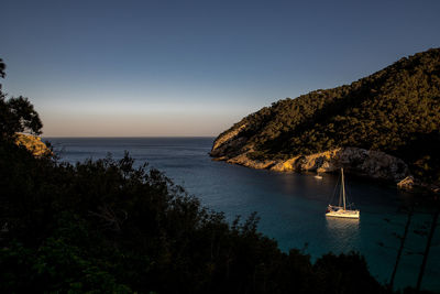 Scenic view of sea against clear sky