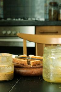 Close-up of breakfast on table