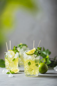 Close-up of drink on glass