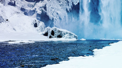 Panoramic view of frozen sea during winter