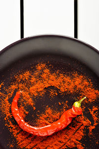 High angle view of food on table