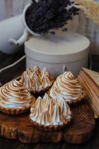 Close-up of cupcakes on table
