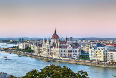 View of budapest with hungarian parliament building from fisherman bastion, hungary