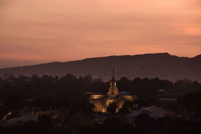 Silhouette of buildings against sky during sunset