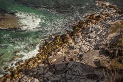 High angle view of sea waves