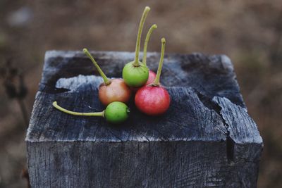 Close-up of apples on table