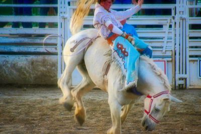 Man riding horse running