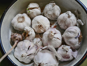 High angle view of vegetables in container