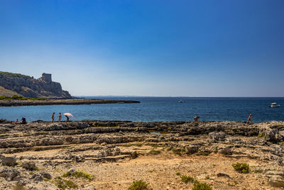 Scenic view of sea against clear sky