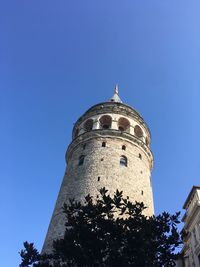 Low angle view of building against blue sky