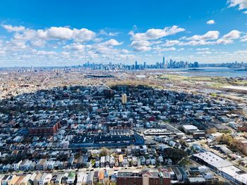 High angle view of townscape against sky