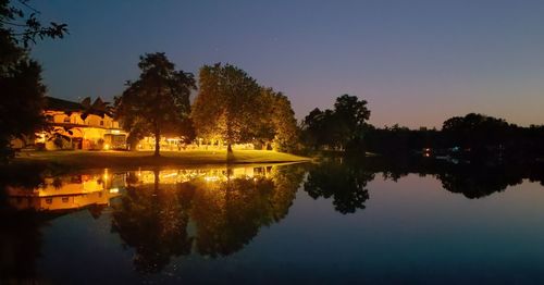 Reflection of trees in lake