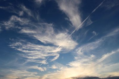 Low angle view of vapor trail in sky