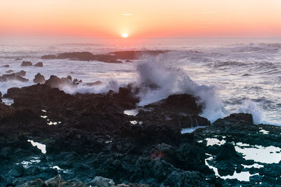 Scenic view of sea during sunset