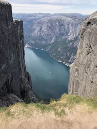 Scenic view of lake and mountains