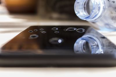 Close-up of wine glass on table