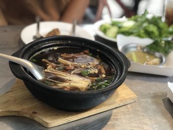 Close-up of soup in bowl