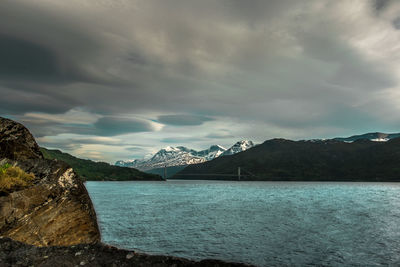 Amazing nature view with fjord and mountains. beautiful reflection. scandinavian mountains, norway. 