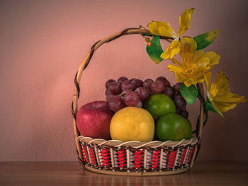 Fruits in a basket for gift every occasion.