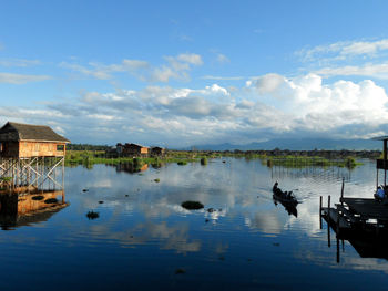 Scenic view of lake against sky