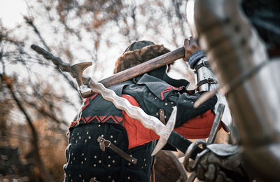 Close-up of warriors fighting on field