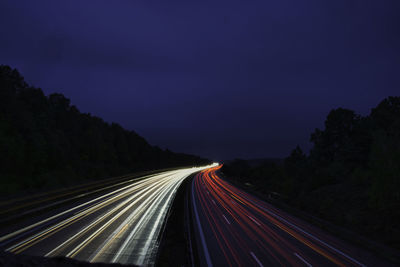 Light trails on highway at night