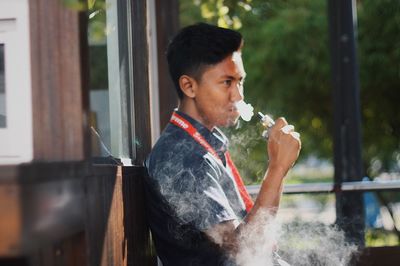 Man smoking cigarette