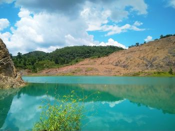 Scenic view of lake against sky