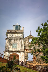 Facade of  historical building st. paul church in melaka